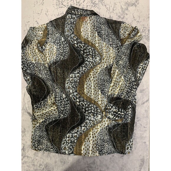 MARIA GABRIELLE  SZ  L  Black Gold Sheer Blouse Fairy Goth Forrest Fairy Grunge - Picture 5 of 9